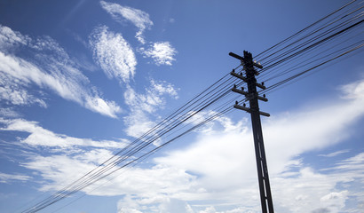 Electric pole , railway style , on a sunny day