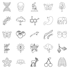 Obraz premium Organic icons set, outline style