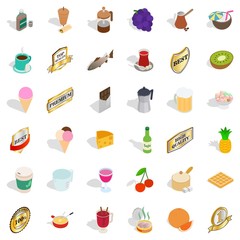 Food and drink icons set, isometric style