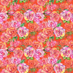 Wildflower rose flower pattern in a watercolor style. Full name of the plant: rose. Aquarelle wild flower for background, texture, wrapper pattern, frame or border.