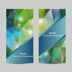 Set of vector banners with polygonal background