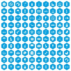 Fototapeta na wymiar 100 ball icons set blue