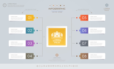 Fototapeta premium Infographics design template with icons, process diagram, vector eps10 illustration