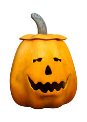 3D Rendering Halloween Pumpkin on White