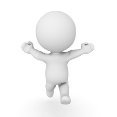 3D Character running towards the screen with his arms raised
