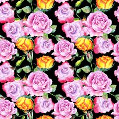 Wildflower rose flower pattern in a watercolor style. Full name of the plant: rose. Aquarelle wild flower for background, texture, wrapper pattern, frame or border.