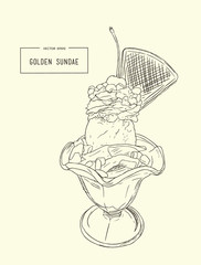 ice-cream sundae , sketch vector.