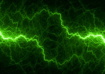 Green power, abstract lightning