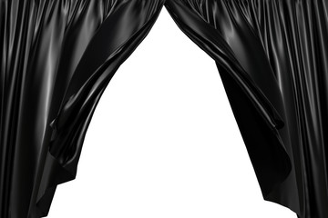 3D realistic illustration of the black stage curtains waving with the wind
