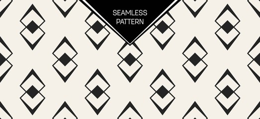 Abstract concept vector monochrome geometric pattern. Black and white minimal background. Creative illustration template. Seamless stylish texture. For wallpaper, surface, web design, textile, decor.