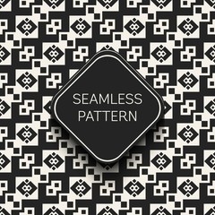 Abstract concept vector monochrome geometric pattern. Black and white minimal background. Creative illustration template. Seamless stylish texture. For wallpaper, surface, web design, textile, decor.