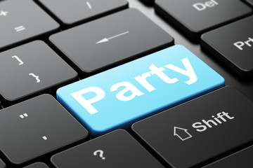 Entertainment, concept: Party on computer keyboard background