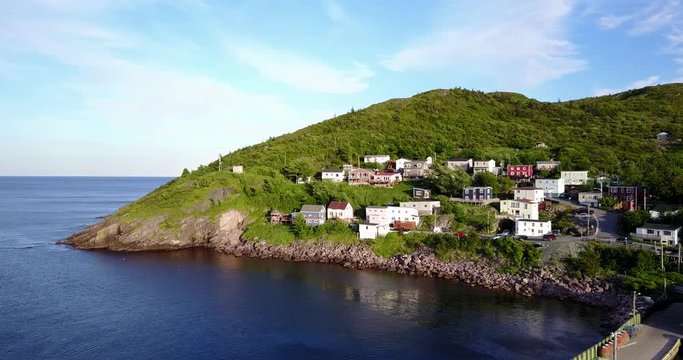 Beutiful Petty Harbour with a  pier during summer sunset, Newfoundland, Canada