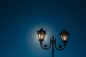 Fototapeta na wymiar Two street lamps