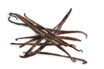 Vanilla pods on white background