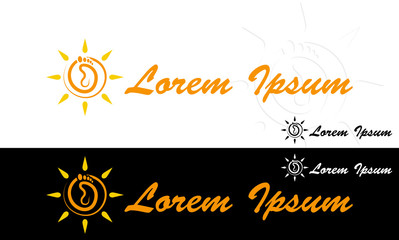 Abstract icon with foot and sun depicting recreational activities on the beach
