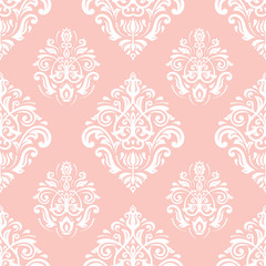 Orient vector classic pattern. Seamless abstract background with repeating elements. Orient pink and white background