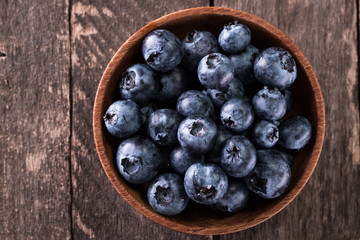 Blueberry antioxidant organic superfood in a bowl concept for healthy eating and nutrition