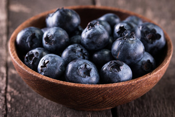 Blueberry antioxidant organic superfood in a bowl concept for healthy eating and nutrition