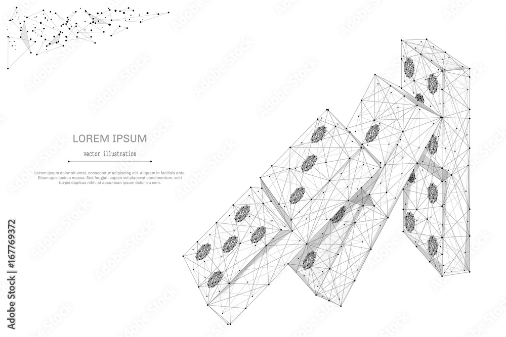 Aufkleber Abstract mash line and point Domino effect on white background with an inscription. Starry sky or space, consisting of stars and the universe. Vector business illustration