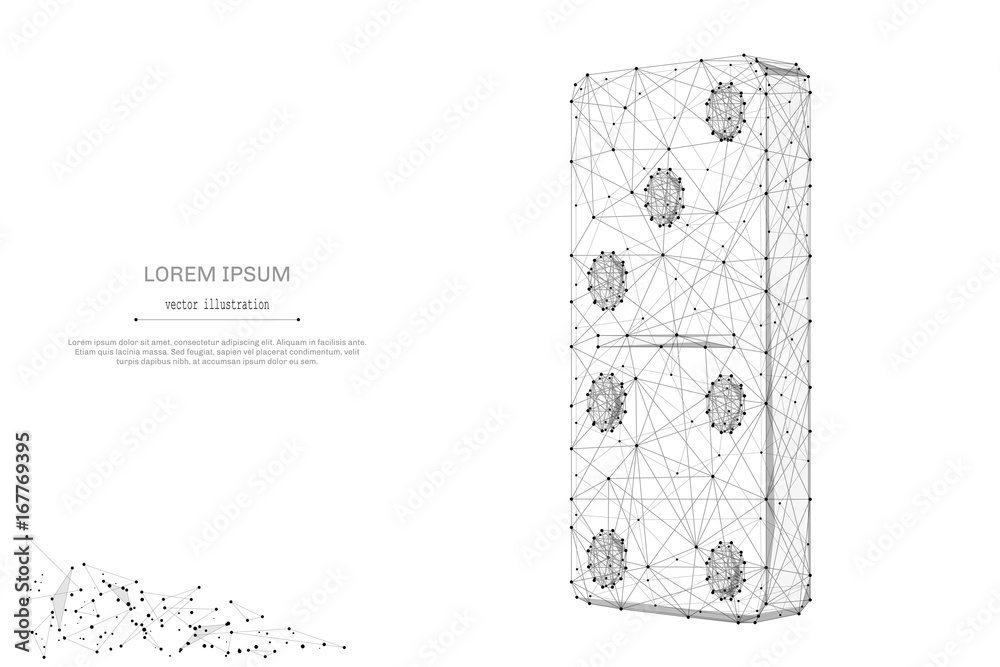 Poster abstract mash line and point domino on white background with an inscription. starry sky or space, co