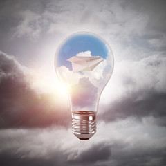 Eco innovations concept by means of lightbulb.