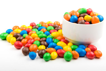 Colored sweets in chocolate