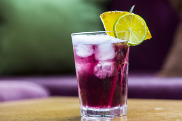 Summer purple water soda drink, Woo-woo cocktail