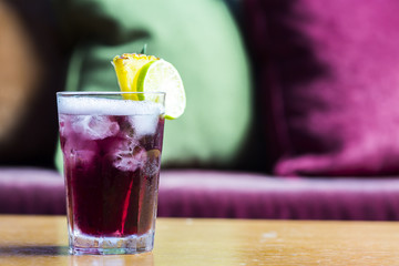 Summer purple water soda drink, Woo-woo cocktail