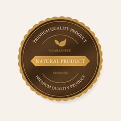 set of natural label and organic label gold brown color. vintage labels and badges design.