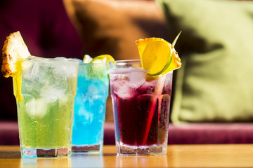 Three colorful summer cocktails