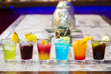 Set of colorful cocktails