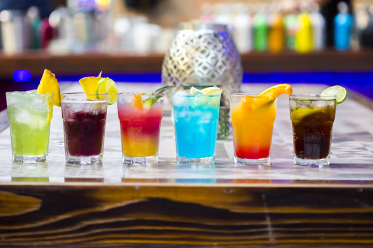 Set of colorful cocktails
