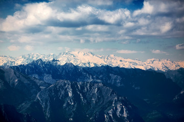 Fototapeta na wymiar View of Lake Garda from Mount Monte Baldo. Italy, the Dolomites.