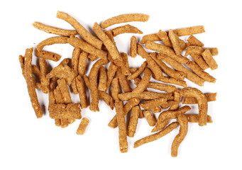 Integral snacks, grissini sticks isolated on white background