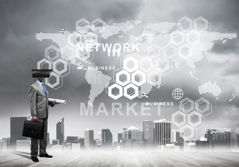 Concept of security and privacy protection with camera headed ma