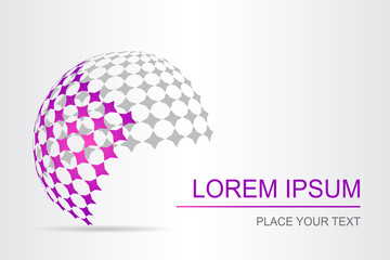 Logo stylized spherical surface with abstract shapes