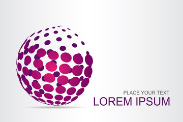 Logo stylized spherical surface with abstract shapes