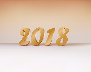 2018 Gold Numbers Design of greeting card. Gold Shining Pattern. Happy New Year Banner with 2018 Numbers on Bright Background. Vector illustration.