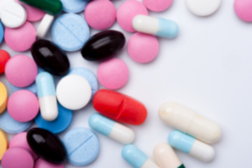 Multicolored medicaments, top view.
