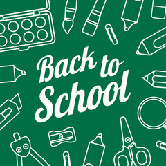 Back to school vector template. Poster concept with school stationery.