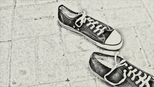 Drawing time-lapse animation of two shoes (loop ready) 