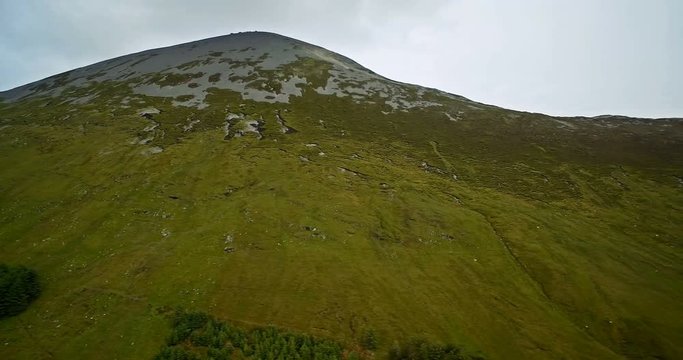 Aerial Around Croagh Patrick, County Mayo, Ireland