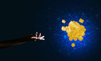 Idea of new technologies and integration presented by cube figure