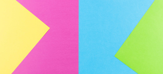 Abstract geometric paper background. Yellow, blue, greenery and purple colors.