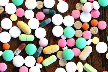 Multicolored tablets of different shapes and sizes