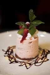 dessert over black background