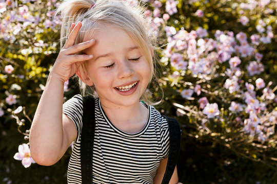 Girl enjoying herself in garden