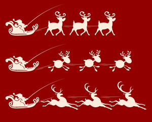 Christmas sign with Santa Claus on a reindeer harness, set