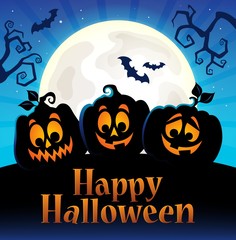 Happy Halloween sign with pumpkins 5